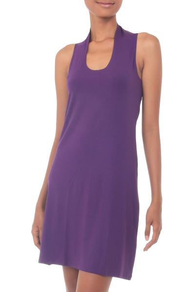 Jersey knit dress, 'New Denpasar Purple' - Jersey knit dress