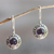 Amethyst drop earrings, 'Kingdom' - Artisan Crafted Sterling Silver and Amethyst Drop Earrings