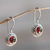 Garnet drop earrings, 'Kingdom' - Fair Trade Sterling Silver and Garnet Drop Earrings (image 2b) thumbail