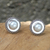 Cultured pearl button earrings, 'Moonlight Halo' - Handcrafted Sterling Silver and Pearl Button Earrings thumbail