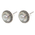 Cultured pearl button earrings, 'Moonlight Halo' - Handcrafted Sterling Silver and Pearl Button Earrings (image 2b) thumbail