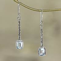 Featured review for Blue topaz dangle earrings, Cool Lagoon