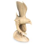 Wood sculpture, 'Flying Eagle' - Unique Wood Bird Sculpture