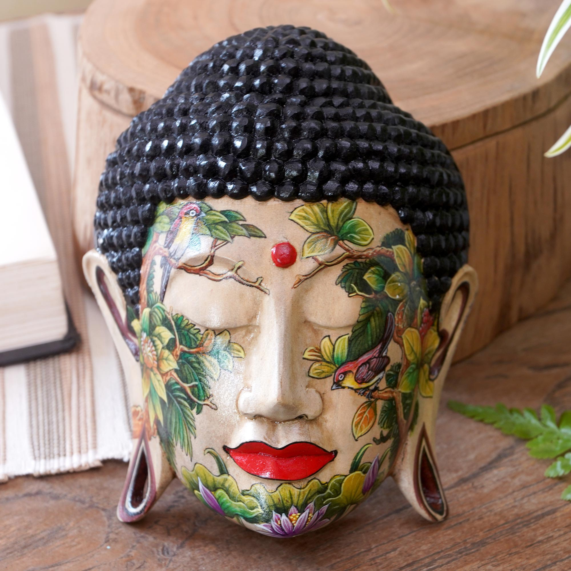 vil beslutte sokker parallel Wood mask - Natural Harmony of Buddha | NOVICA