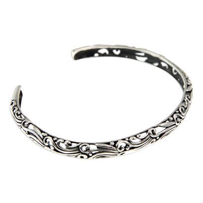 Sterling silver cuff bracelet, 'Wildfire' - Handmade Sterling Silver Cuff Bracelet