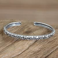 Men's sterling silver cuff bracelet, 'Temple Wall' - Men's Sterling Silver Cuff Bracelet