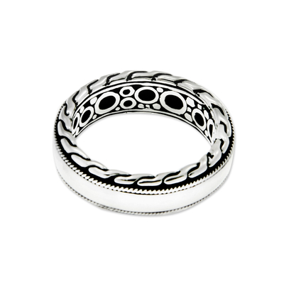 Men's sterling silver ring, 'Dragon Soul' - Men's Unique Sterling Silver Band Ring