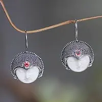 Garnet drop earrings, 'Royal Lady' - Garnet drop earrings