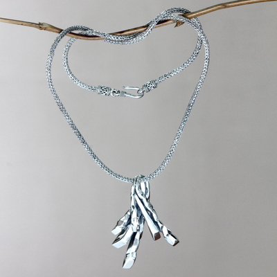 Sterling silver pendant necklace, 'Dragon Claws' - Sterling silver pendant necklace