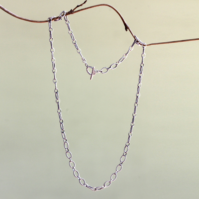 Sterling silver chain necklace, 'Denpasar Muse' - Artisan Crafted Sterling Silver Chain Necklace