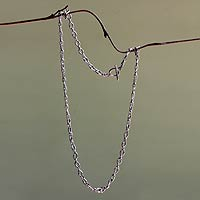 Sterling silver chain necklace, 'Balinese Muse' - Unique Sterling Silver Chain Necklace from Indonesia