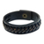 Leather bracelet, 'Black Kingdom Warrior' - Hand Made Leather Wristband Bracelet