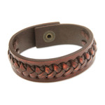 Leather bracelet, 'Brown Kingdom Warrior' - Artisan Crafted Indonesian Leather Bracelet