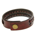 Leather bracelet, 'Brown Kingdom Warrior' - Artisan Crafted Indonesian Leather Bracelet