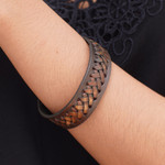 Leather bracelet, 'Brown Kingdom Warrior' - Artisan Crafted Indonesian Leather Bracelet