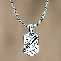 Men's sterling silver pendant necklace, 'Cobblestones'