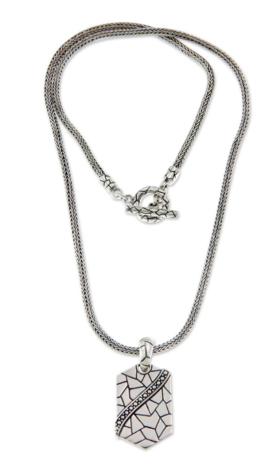 Men's sterling silver pendant necklace, 'Cobblestones' - Men's sterling silver pendant necklace