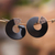 Buffalo horn button earrings, 'Borneo Moon' - Buffalo horn button earrings