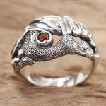 Garnet cocktail ring, 'Balinese Snail' - Garnet cocktail ring