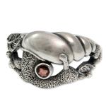 Garnet cocktail ring, 'Balinese Snail' - Garnet cocktail ring