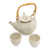Keramisches Teeservice 'Friedliche weiße Lilie' (Set für 2 Personen) - Weißes Keramik-Teeservice mit Lotusmotiv für 2 Personen