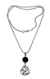 Onyx pendant necklace, 'Midnight Ferns' - Onyx pendant necklace