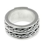 Men's sterling silver band ring, 'Lightning Paths' - Men's Hand Crafted Sterling Silver Band Ring
