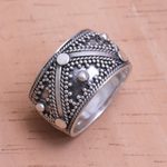 Sterling silver band ring, 'Lavish Bali' - Handcrafted Sterling Silver Band Ring from Bali