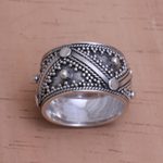 Sterling silver band ring, 'Lavish Bali' - Handcrafted Sterling Silver Band Ring from Bali