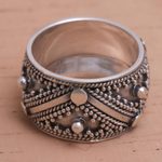 Sterling silver band ring, 'Lavish Bali' - Handcrafted Sterling Silver Band Ring from Bali