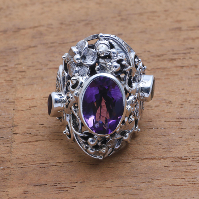 Amethyst and citrine cocktail ring, Frangipani Butterfly