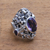 Amethyst and citrine cocktail ring, 'Frangipani Butterfly' - Unique Sterling Silver and Amethyst Cocktail Ring (image 2c) thumbail