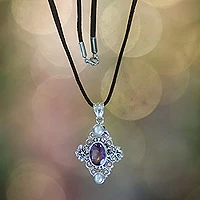 Featured review for Cultured pearl and amethyst pendant necklace, Frangipani Queen