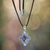 Cultured pearl and amethyst pendant necklace, 'Frangipani Queen' - Handcrafted Floral Pearl and Amethyst Silver Necklace (image 2) thumbail