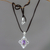 Cultured pearl and amethyst pendant necklace, 'Frangipani Queen' - Handcrafted Floral Pearl and Amethyst Silver Necklace (image 2b) thumbail