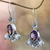 Cultured pearl and amethyst dangle earrings, 'Mystic Queen' - Cultured pearl and amethyst dangle earrings (image 2b) thumbail