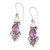 Cultured pearl and amethyst dangle earrings, 'Queen of Flowers' - Women's Floral Pearl and Amethyst Silver Earrings thumbail