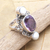 Cultured pearl and amethyst ring, 'Frangipani Queen' - Cultured pearl and amethyst ring (image 2b) thumbail