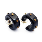 Horn half hoop earrings, 'Harbor Night' - Horn half hoop earrings