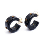 Horn half hoop earrings, 'Harbor Night' - Horn half hoop earrings