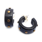 Horn half hoop earrings, 'Harbor Night' - Horn half hoop earrings
