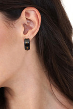 Horn half hoop earrings, 'Harbor Night' - Horn half hoop earrings