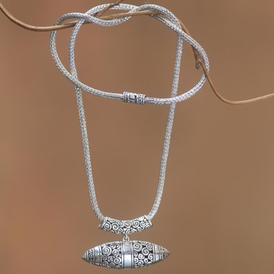 Sterling silver pendant necklace, 'Borobudur Horizon' - Handcrafted Sterling Silver Pendant Necklace