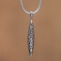 Sterling silver pendant necklace, 'Borobudur Ray of Light'