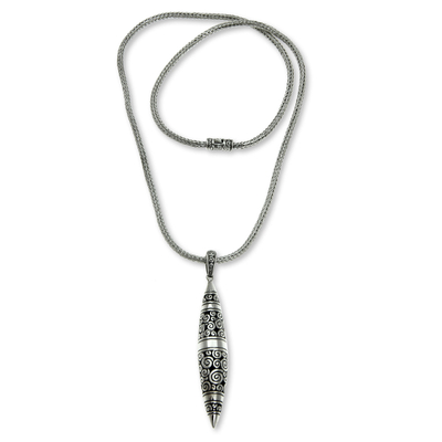 Sterling silver pendant necklace, 'Borobudur Ray of Light' - Indonesian Sterling Silver Pendant Necklace