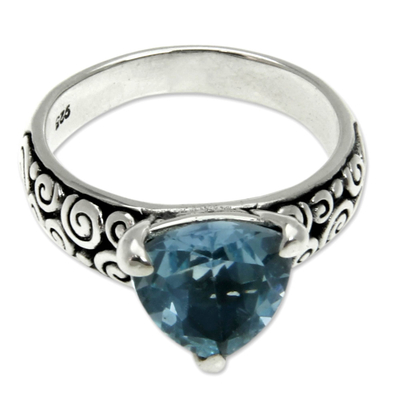 Indonesian Silver and Blue Topaz Ring - Ocean Divine | NOVICA