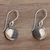 Gold accent dangle earrings, 'Shy Moon' - Handmade Gold Accent and Sterling Silver Dangle Earrings thumbail