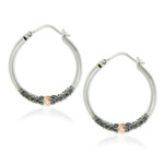 Gold accent hoop earrings, 'Two Tone Moon' - Fair Trade Gold Accented Sterling Silver Hoop Earrings