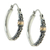 Gold accent hoop earrings, 'Floral Tendrils' - Hand Crafted Sterling Silver and 18k Gold Hoop Earrings