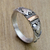 Gold accent band ring, 'Frangipani Aura' - Handmade Silver and 18k Gold Ring (image 2) thumbail